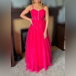 Corset style ball gown prom dress, pink